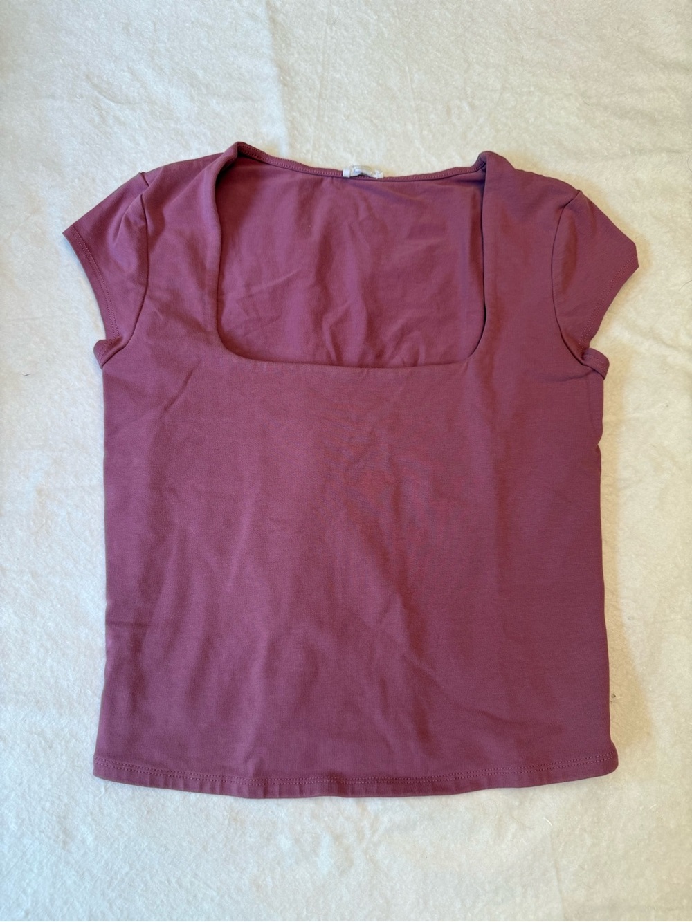 Garage Mauve-Pink Square Neck Short Sleeve Top